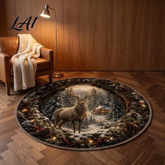 Christmas Gift for Family 3D Rug Optical Illusion Area Floor Mat Santa Claus Reindeer Bedroom Tree Pad Nutcracker Decorative Welcome Doormat Living