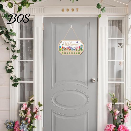 Wooden Hanging Sign Welcome Door for Front Door, Waterproof Sign, Hanger Decoration Home Farmhouse Garden Yard Porch
