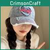 Casual Vintage Wash Denim Cap For Women With Unique Distressed Look For Daily Wear