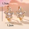 Charm Female White Crystal Zircon Stone Flower Hoop Earrings Gold Color Simple Wedding Jewelry For Women