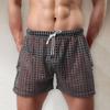 Men Boxers Solid Color Casual Drawstring Hollow Out Elastic Waist Men Briefs Sleeping Clothes