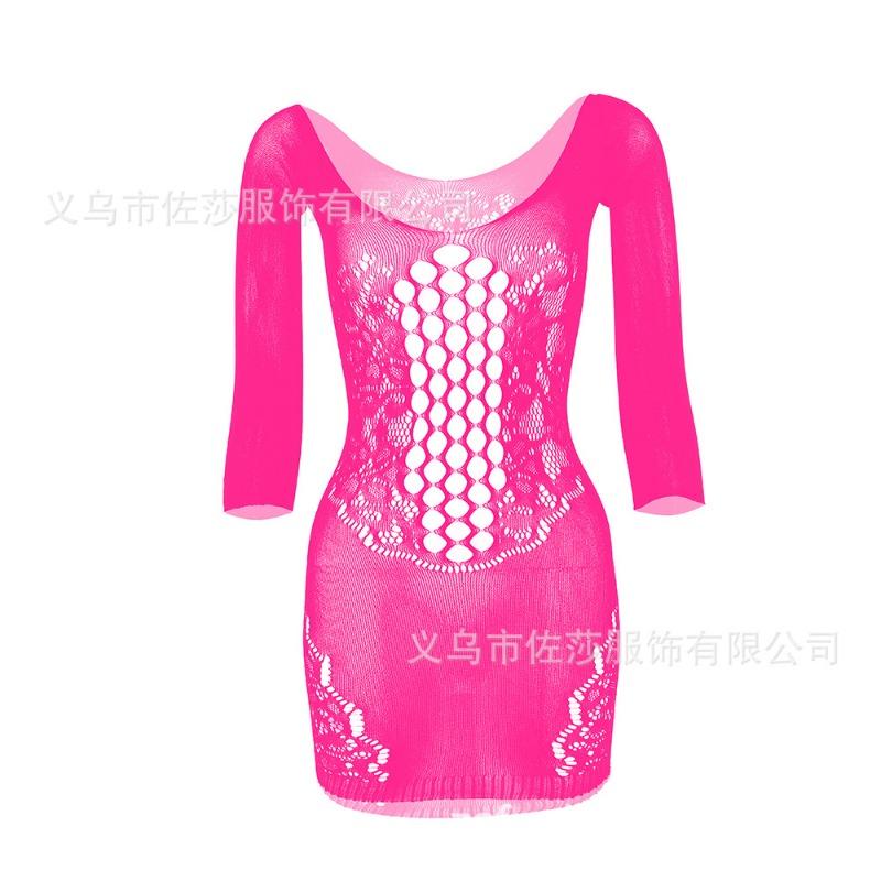 Sexy suspender mesh tight body hollow hip skirt large size