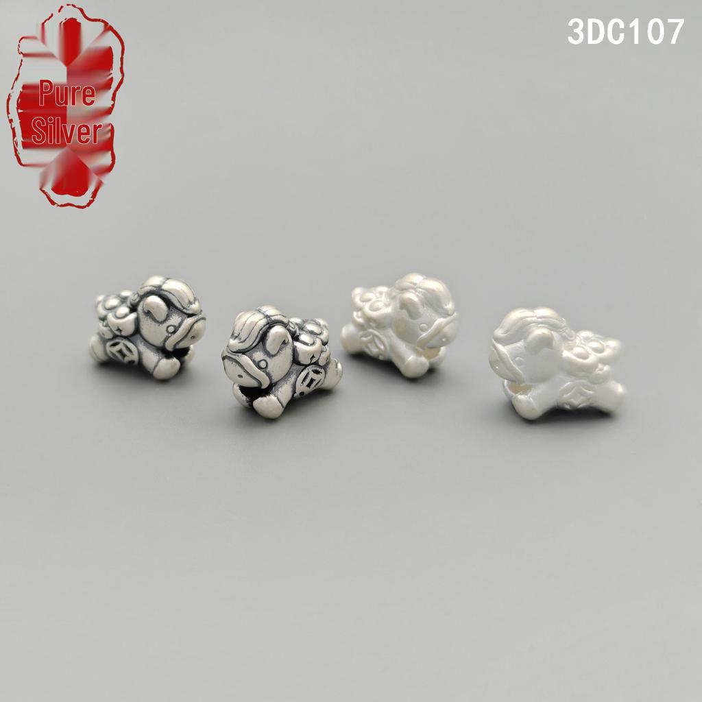 Sterling Silver Handmade Zodiac Horse 3D Beads: Versatile Woven Rope Accessories for Jewelry – Bracelets, Pendants, and Spacer Beads