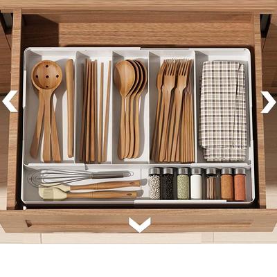 YBWBM Adjustable Cutlery Extendable Cutlery Sliding Cutlery X X Small Drawer Easy To Removable Kitchen Drawer Case, Tray, 3-Sided, Storage, Approx.