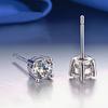 Silver Classic Zircon Four-Claw Stud Earrings Unisex Personalized Fashion Trendy Temperament Earrings