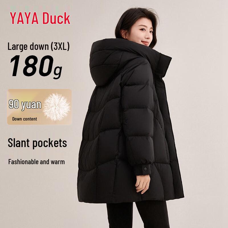 Yaya Damen 2025 Winter Mittellange Kapuzen-Daunenjacke