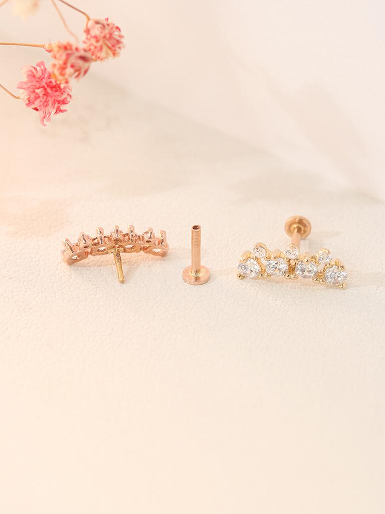 Minimalpiercing 14K Internal Crown Cubic Curved Labret Piercing