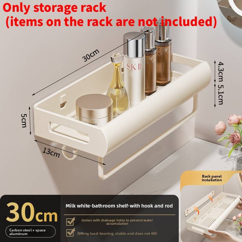 Moderne Stahl-Badezimmer-Wandregal mit abnehmbaren Haken für Dusch- und Toilettenaufbewahrung