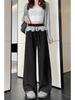 Spring 2025 Women's High-Waist Polka Dot Wide-Leg Sweatpants with Lace Trim