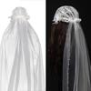 Flower Applique Veil with Pearl Veil Tulles Carnivals Wedding Veil for Bride