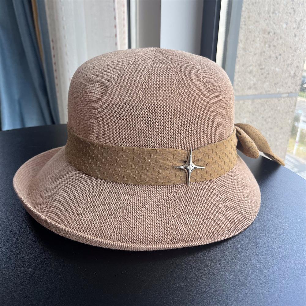 Fisherman's Hat Women's Bow Curled Sun Hat Travel Breathable Women's Versatile Basin Hat