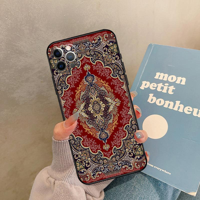 Retro Ethnische Teppiche Türkischer Teppich Funda Für iPhone 14 12 11 13 15 16 Pro Max Mini X XS XR Plus Handyhülle Abdeckung