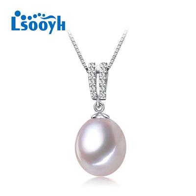 LSOOYH Natürliche Süßwasser Perle Halskette Für Frauen Mädchen Mode Zirkonia Anhänger Geburtstag Geschenk Partei Schmuck