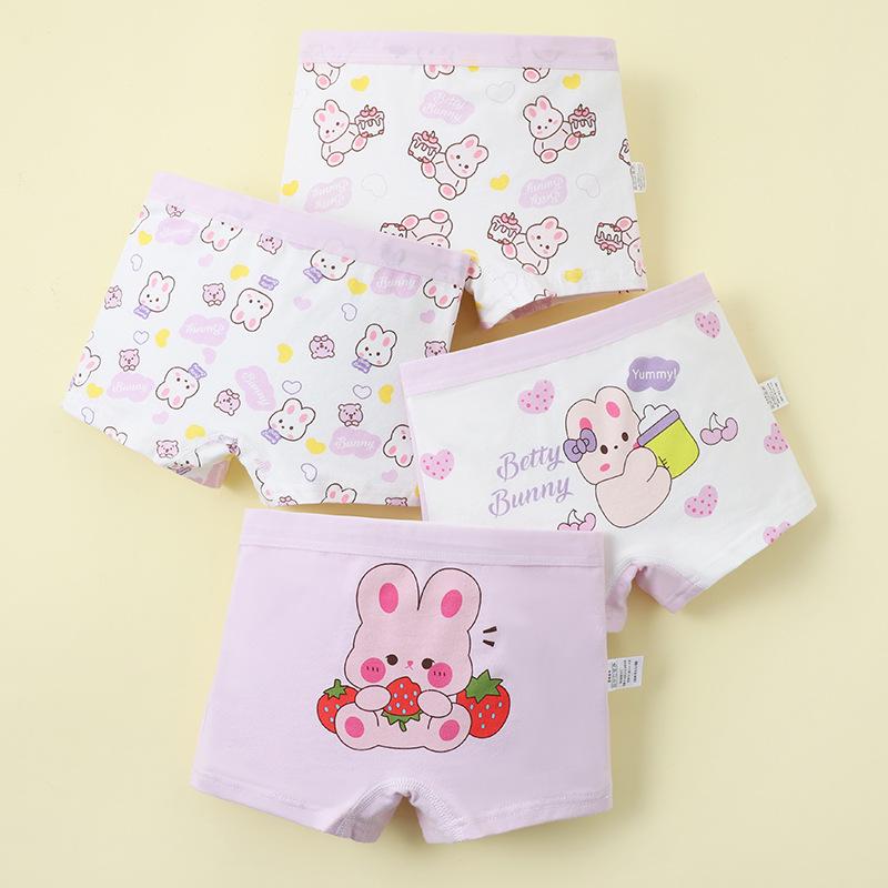Bawełniane szorty bokserki dla dziewcząt, klasa A, antybakteryjne - Uroczy wzór z kreskówki dla dzieci i uczniów