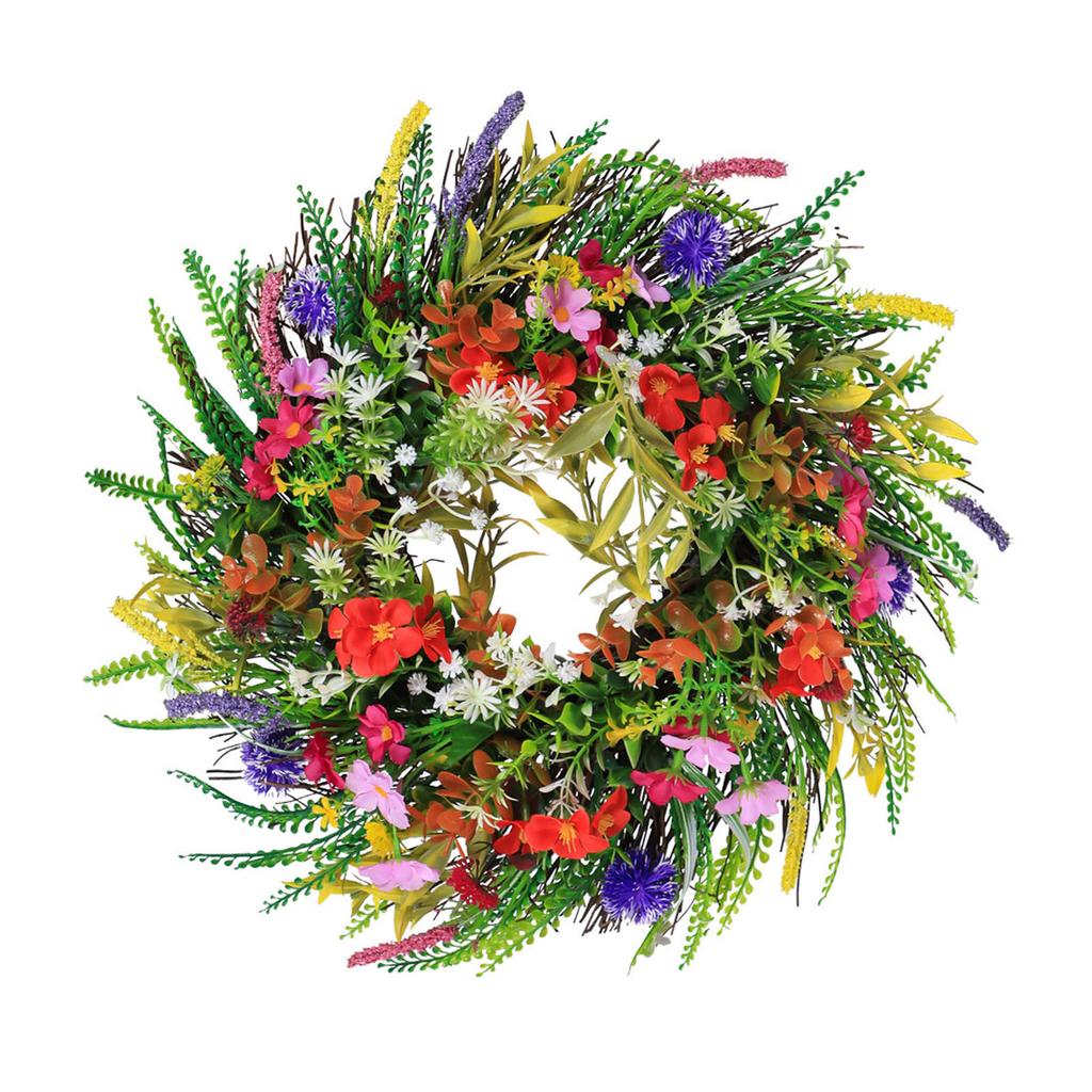 Spring Wrth Plastic Grass Front Door Artificial Flower Wrth for Outdoor Indoor Decoration 45cm