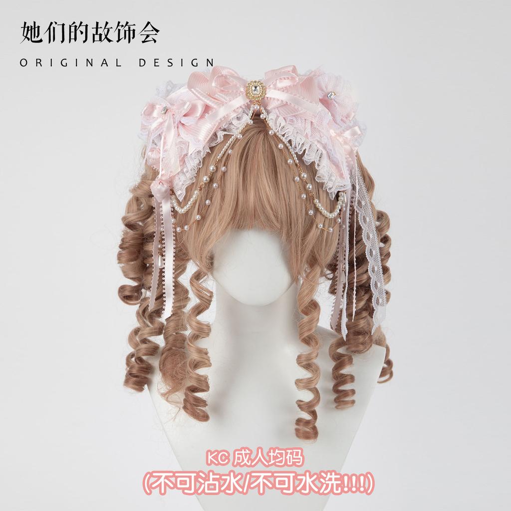 Bow Lace Headband Hair Clip Headband Kc Flat Hat Pink Lolita Hair Accessories Hairpin