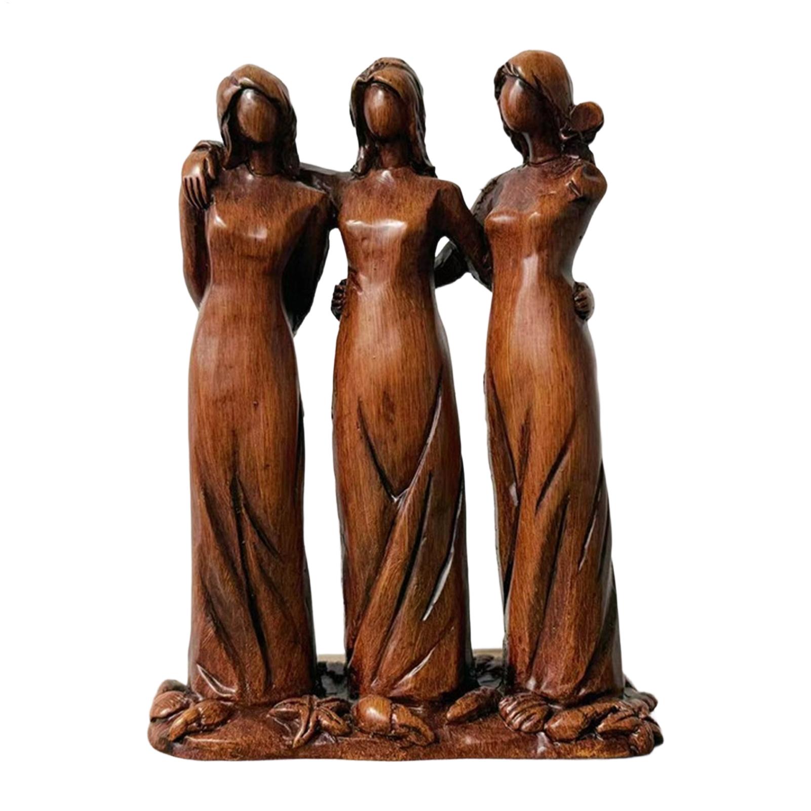 Three Sisters Statue Resin Girl Friendship Sculpture Sister Friendship Figurines Sisters Characters Three People Sculpture marrone