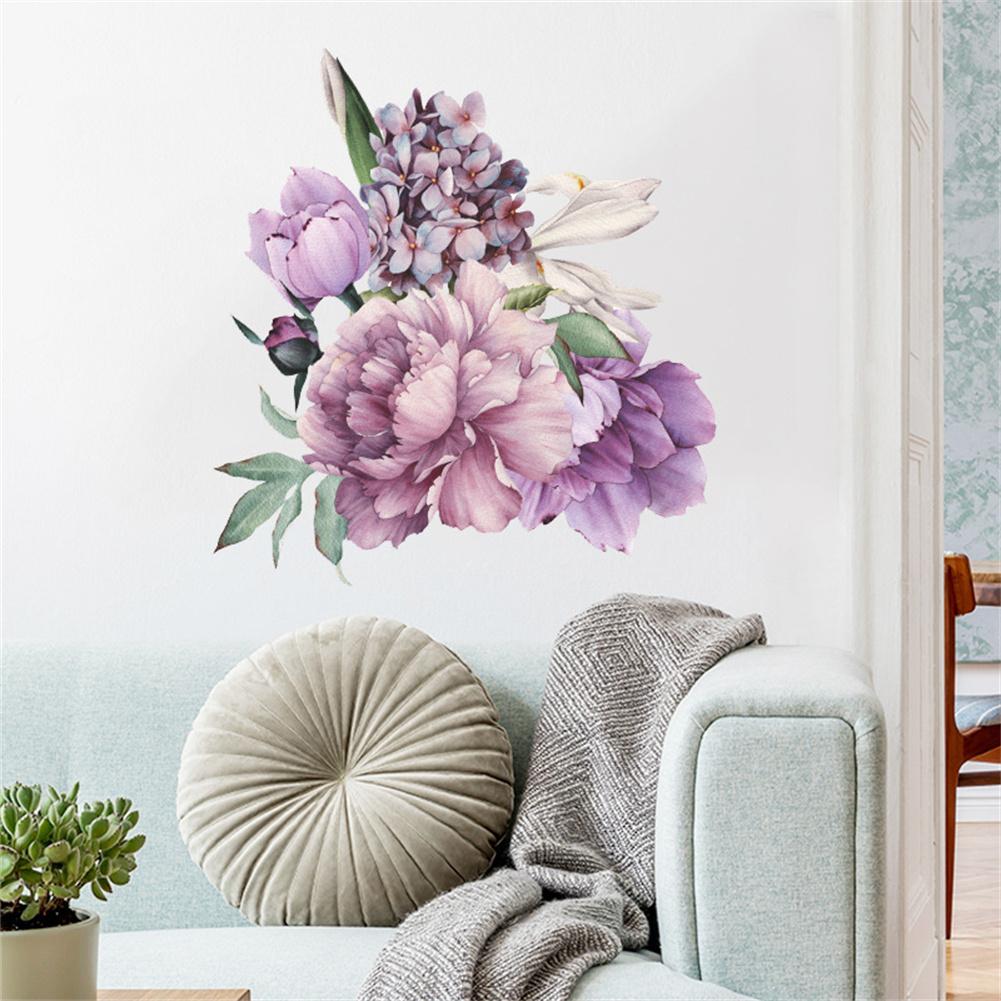 Peony Flower Wall Stickers Wall Decals Romantic Flowers Home Decor For Bedroom Living Room Entrance