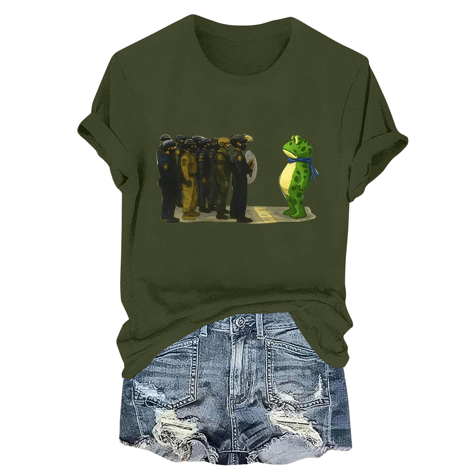 

Women s Fashion Casual Printed Round Neck Short Sleeved Pullover T-Shirt Top L