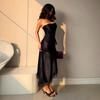 Summer European and American Women's Clothing New Solid Color Sleeveless Tube Top Backless Lace Dress