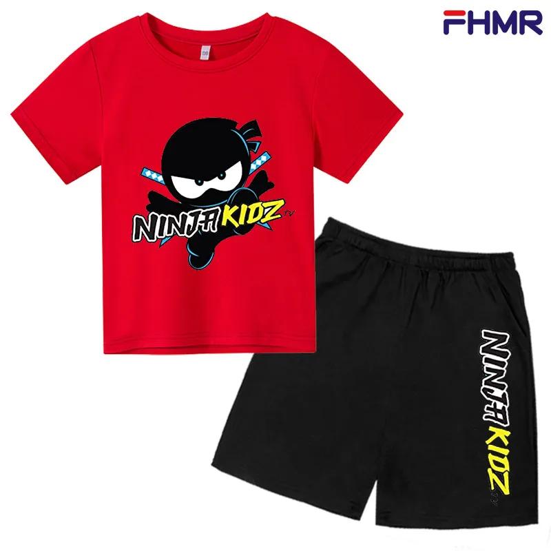 Summer Kids Ninjago T-shirt Set Boys' Clothing  Leisure Cotton PikachuShort Sleeve Preschool 3-12 Girls' Cartoon Animal Print