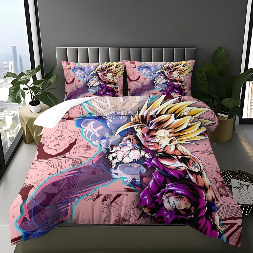 Literie Anime D-Dragon-Ball Housse de Couette et Taie d'Oreiller Décoration Parfaite pour Chambre d'Adolescent, 1-2 Pièces Taies d'Oreiller/Ensembles