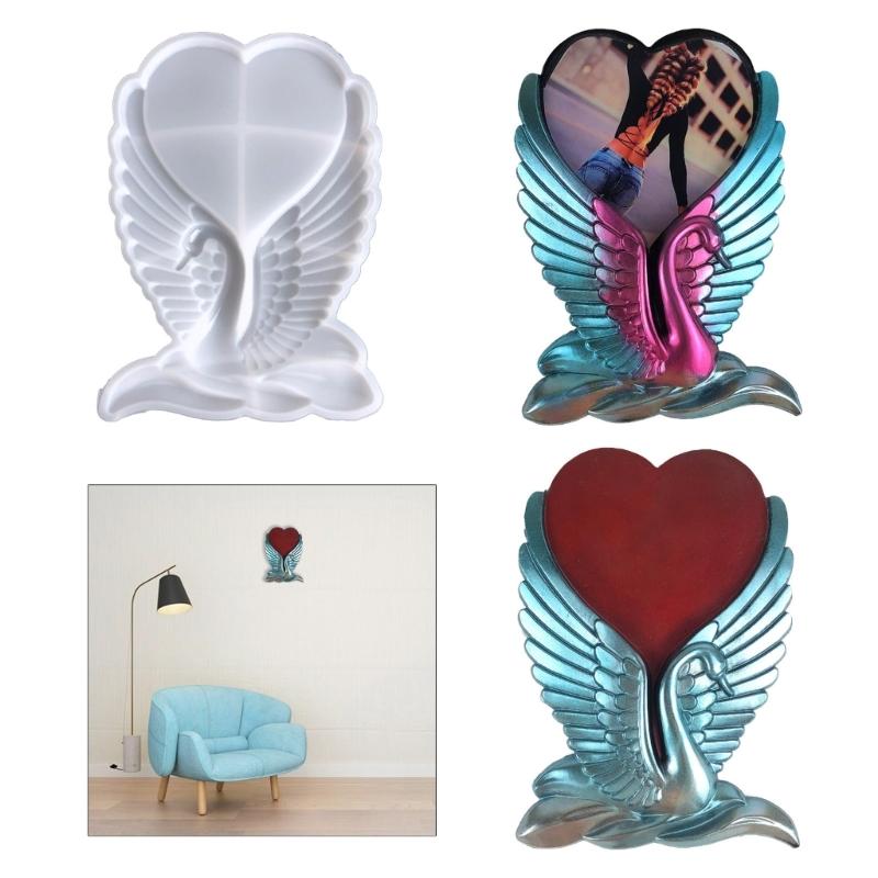 Resin Mold Swan-Wings Picture Frames Silicone Molds for DIY Resin Epoxy Casting Photo Frames Mold for Home Decoration