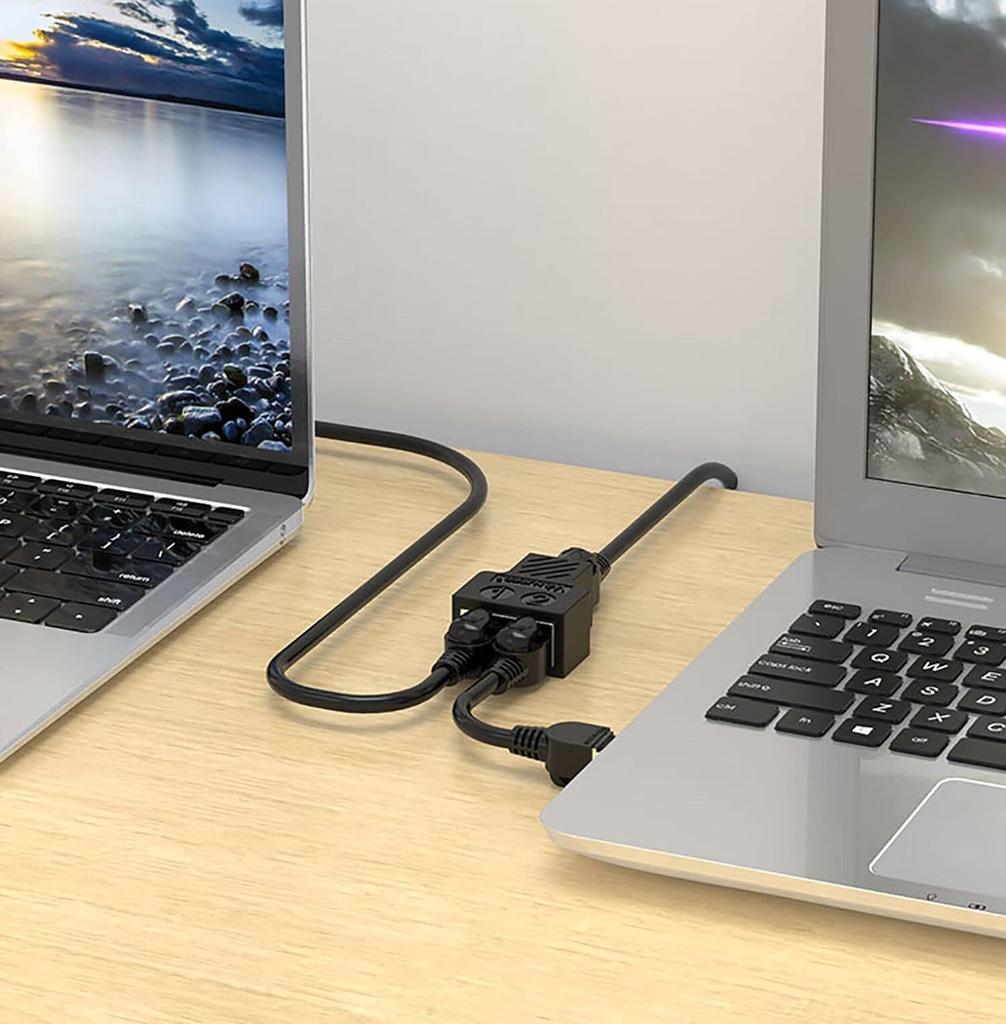 Splitter Adapter, USB 1 to 2 Network Connector, Dual LAN Ethernet Socket Extension plug Cable suitable for Cat5 Cat5e Cat6 Cat7