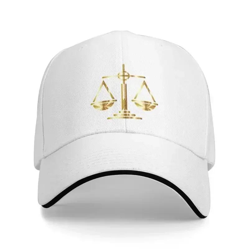 Fashion Gold Scales Of Justice Law Logo Baseball Cap for Women Men Breathable Lawyer Legal Party Hat Outdoor for Sun Protection