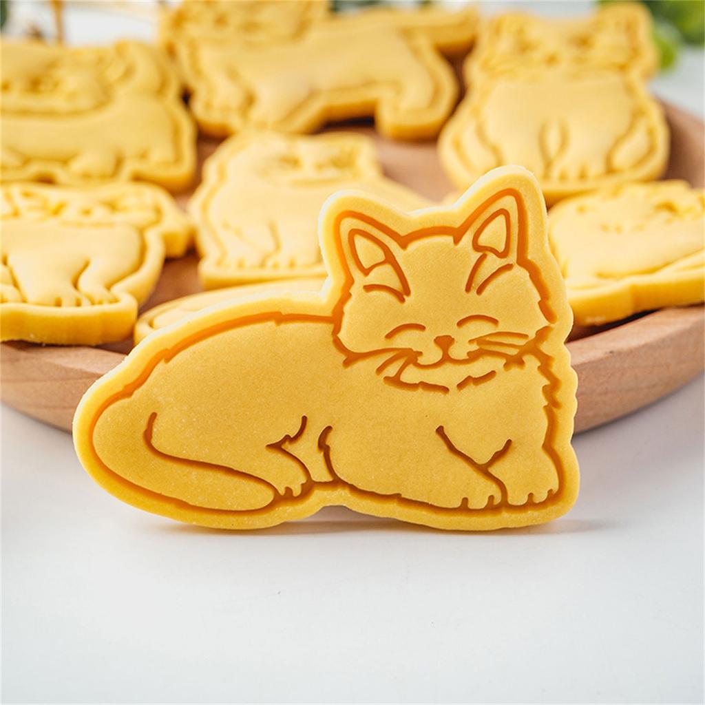 Cute Kitten Shaped Biscuit Molds Adorable Cat Patterned Cookie Stamps Biscuits Mould for Sweet Treat Creations