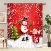 2pcs Festive Christmas Curtain Set-Snowman Pine Tree Design Polyester Rod Pocket, Machine Washable forLiving Room Bedroom Study