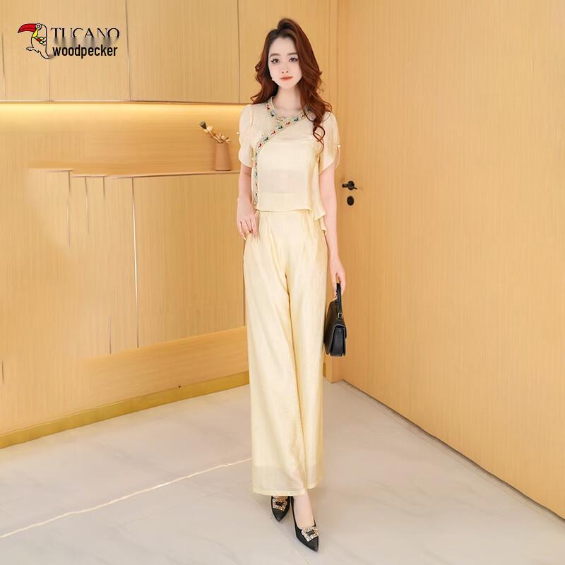 

Женский летний комплект с широкими брюками Дятел XL