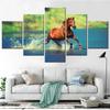 Brown Horse Running Wall Art Canvas Set Landscape Painting Animal Poster Modular Canvas Pictures for Living Room Decoration