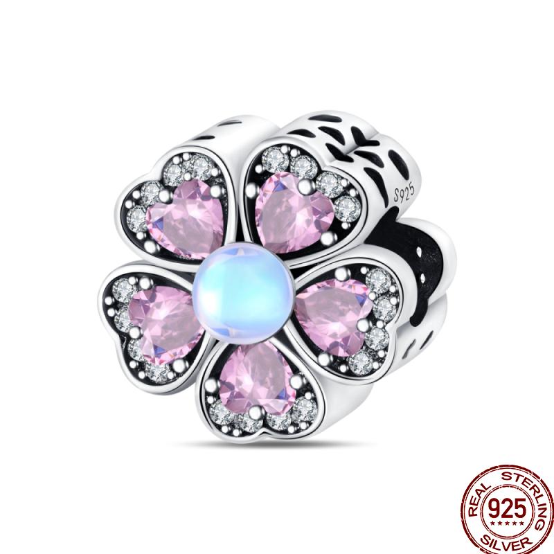 Copper Jewelry Pendant Early Spring Four Leaf Clover Flower Charm Fit Pan Beads Jewelry Birthday Diy Gift Fine Jewelry