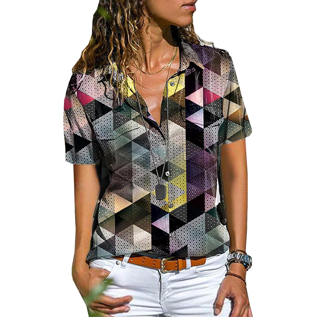 Женская блузка, летняя однобортная свободная повседневная рубашка с ...