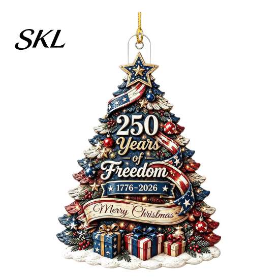 Seasonal Decorative Hanging Crafts USA 250th Anniversary Christmas Tree Pendant, Acrylic Memorial Ornament for American Patriotic United States