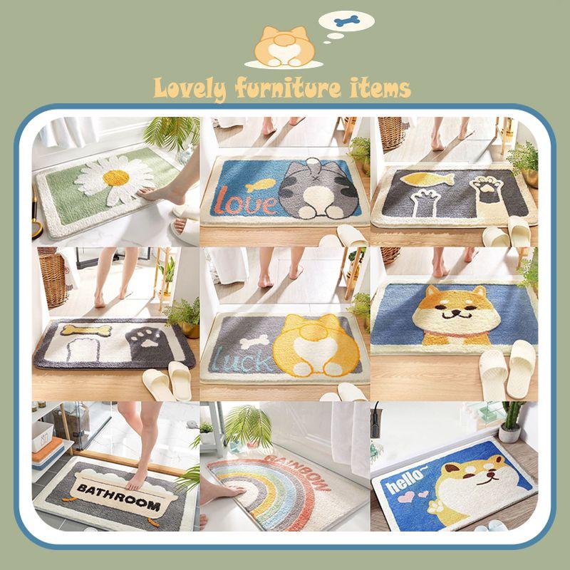 Cozy Cartoon Floor Mats Bathroom Absorbent Mat With Anti-slip Design For Doorway