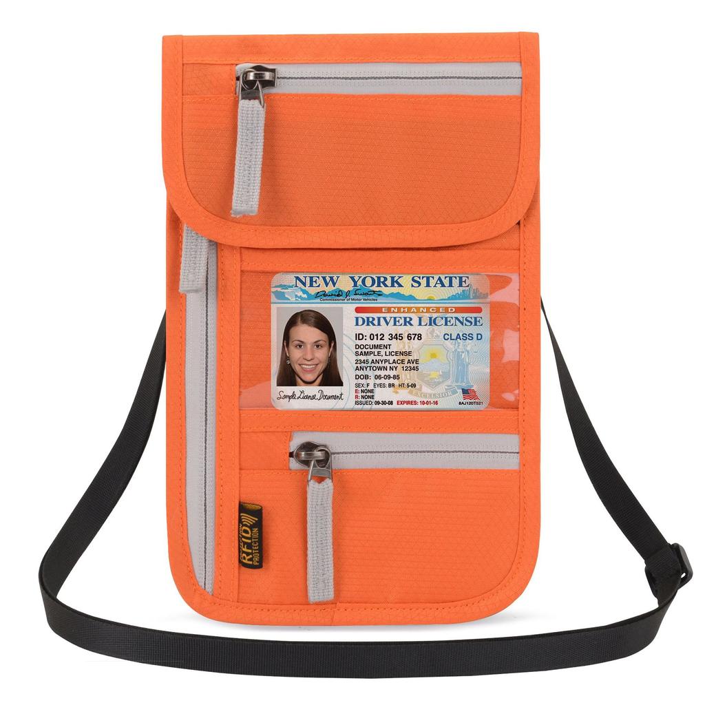 New Travel Passport Bag Neck Multi-functional Document Bag Waterproof Passport Holder RFID Document Bag