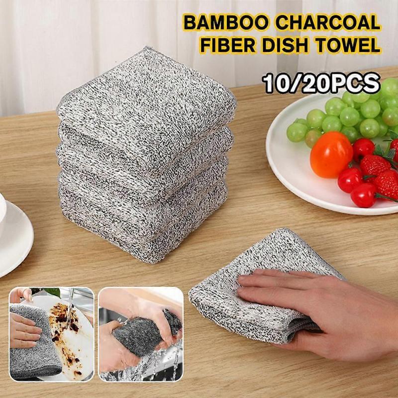 Bamboo Charcoal Fiber Dish Towel Household Cleaning Tools