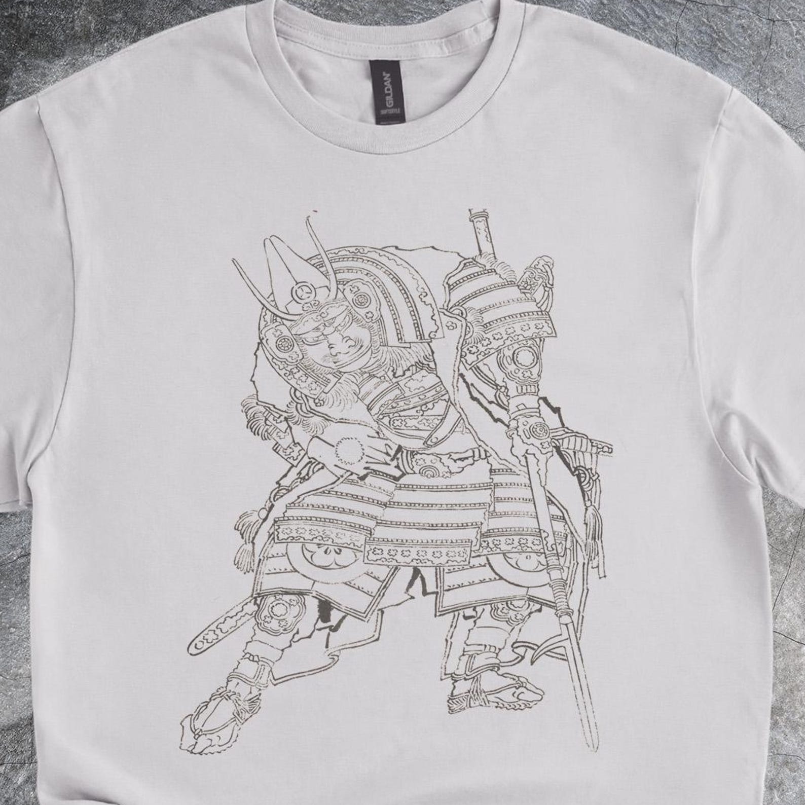 Samurai Warrior Line Art Shirt Tshirt Detailed Armor Graphic Tee 140