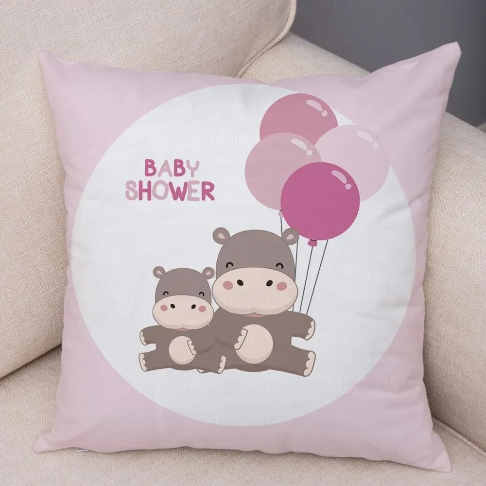 Elefantenfamilie Tierprint Dekoratives Kissenbezug Auto Sofa Quadratisches Kissen Kissenbezug