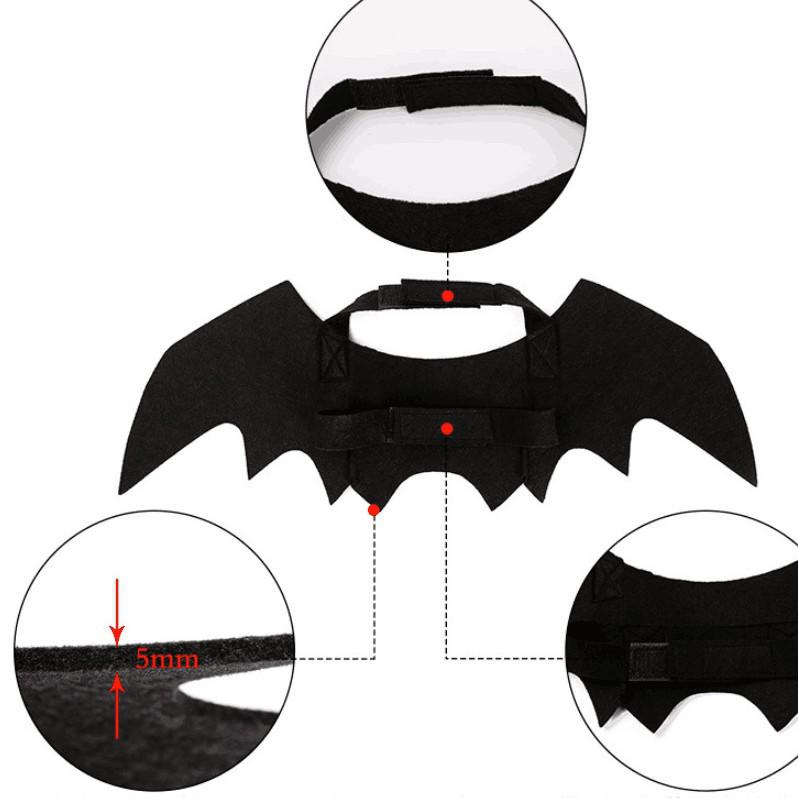 Halloween Pet Costume: Black Bat Wings Suspenders for Cats & Dogs (European & American Style)