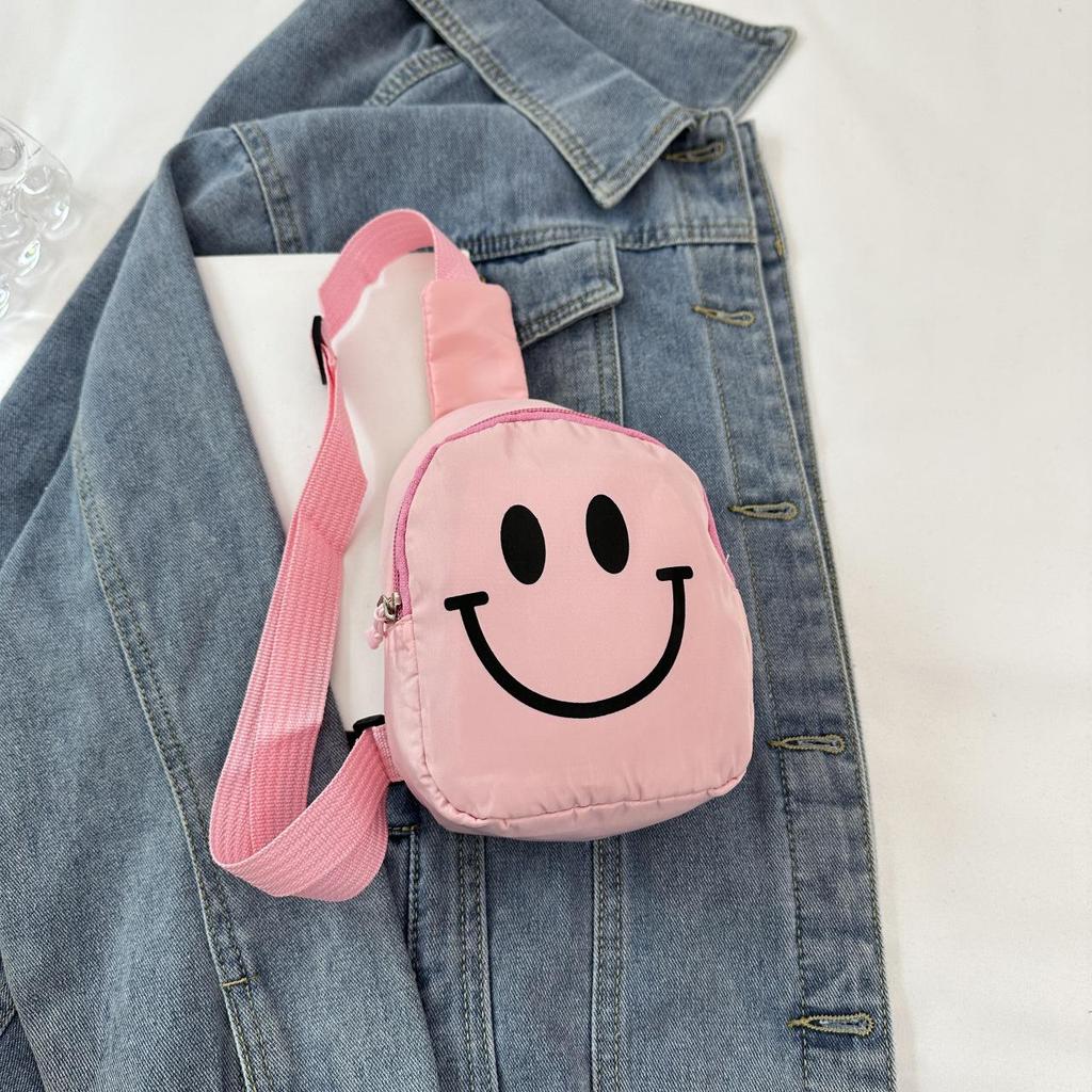 Smiley Face Cute Crossbody Chest Bag for Kids - Cartoon Stylish Single Shoulder Bag