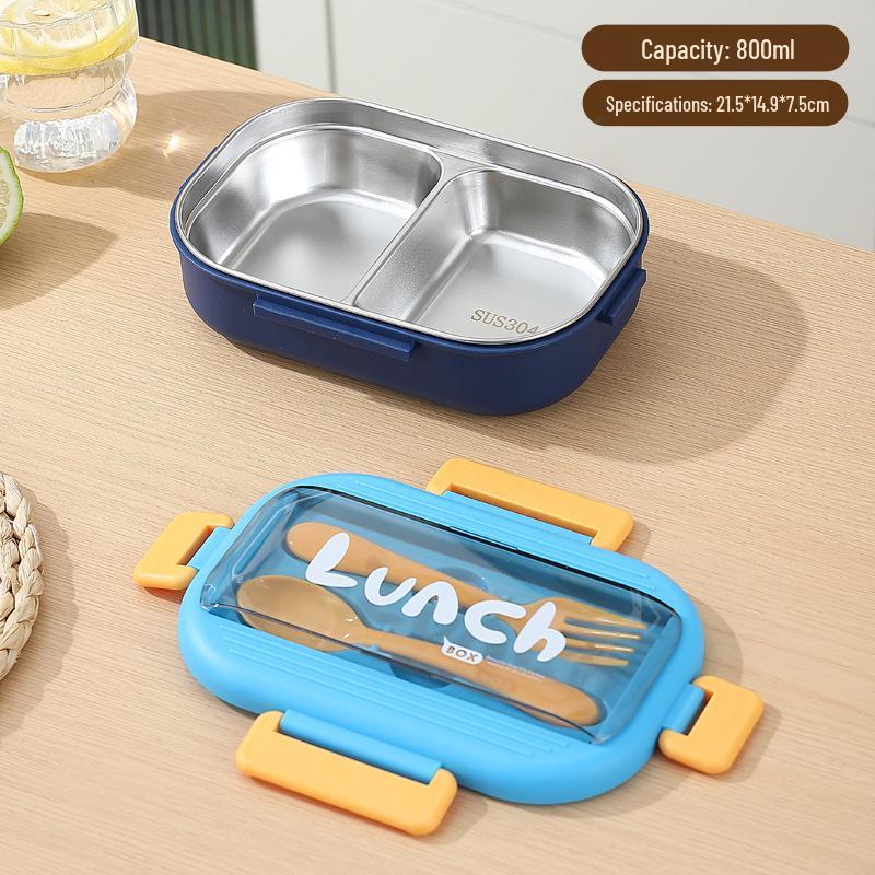 304 Stainless Steel Bento Box with Water Cup & Cutlery Set for Students & Office Workers