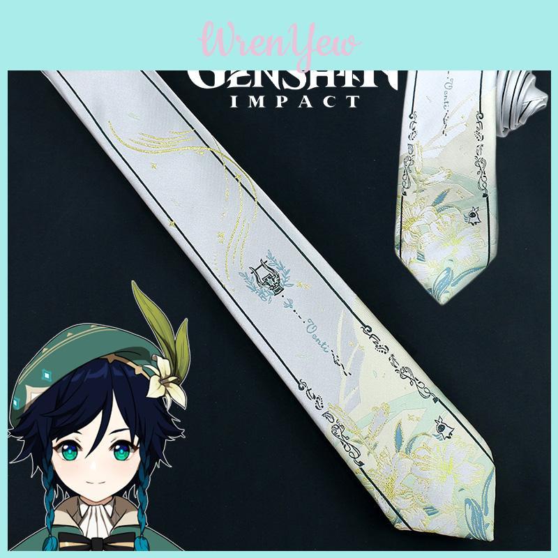Original Game Genshin Impact Bard Windy Necktie Anime Style Necktie For Jkdk School Fashion