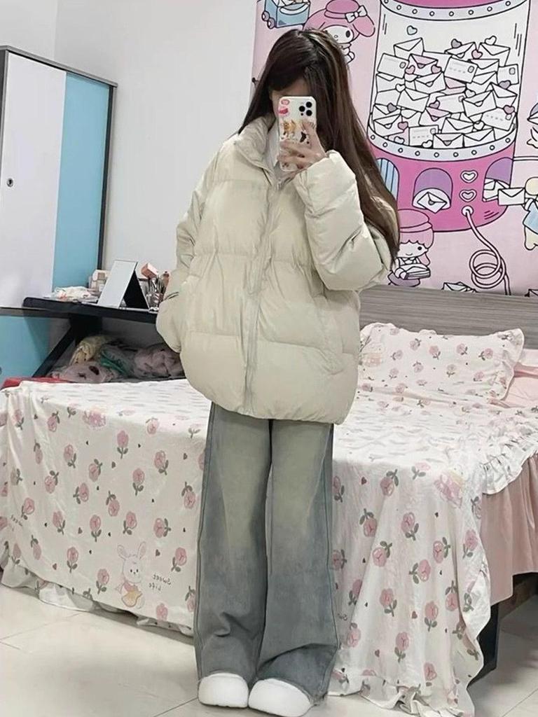 Women's Autumn/Winter Casual Loose Fit Stand Collar Down Jacket