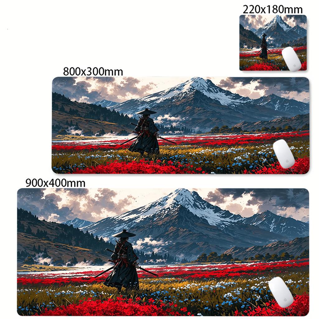 Game Mouse Pad Japanese Samurai Devil Mousepad Black Gamer Desk Mats Esports Mouse Pad Carpet Gaming Accessories Cool Table Mat
