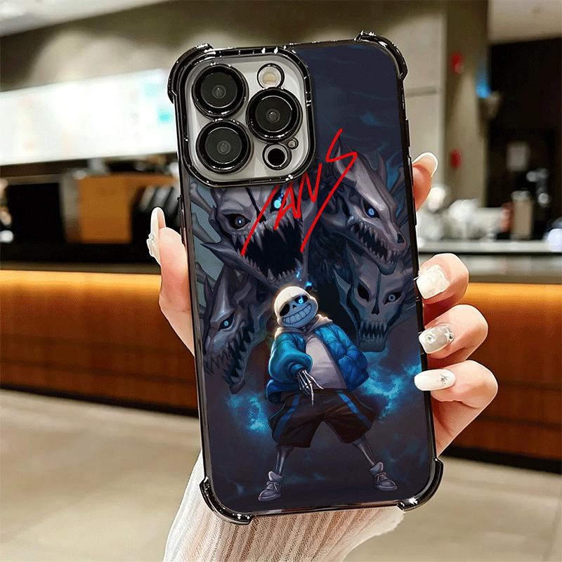 U-Undertale S-Sans Plating Phone Case For Iphone 16 17 Pro Max Air 16E 14 15 Plus 12 13 Mini Anti-Fall Airabag Cover