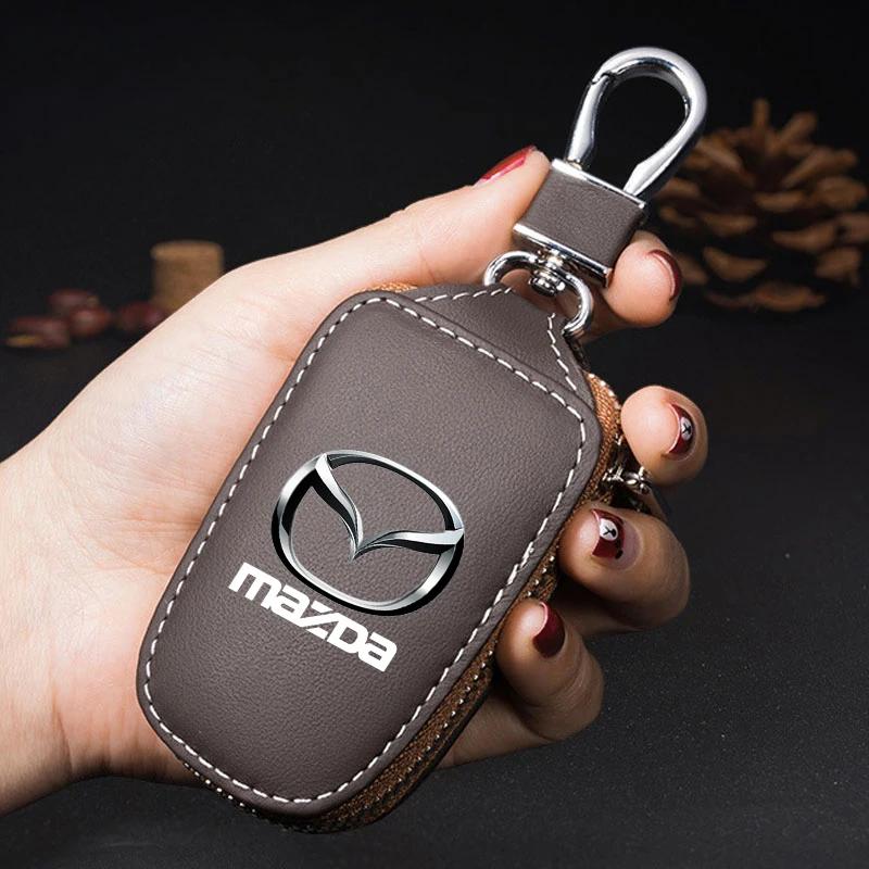 Kožené pouzdro na klíče od auta Držák na peněženku pro Mazda 3 6 CX5 CX30 Axela Atenza Skyactiv BT-50 Biante Autopříslušenství