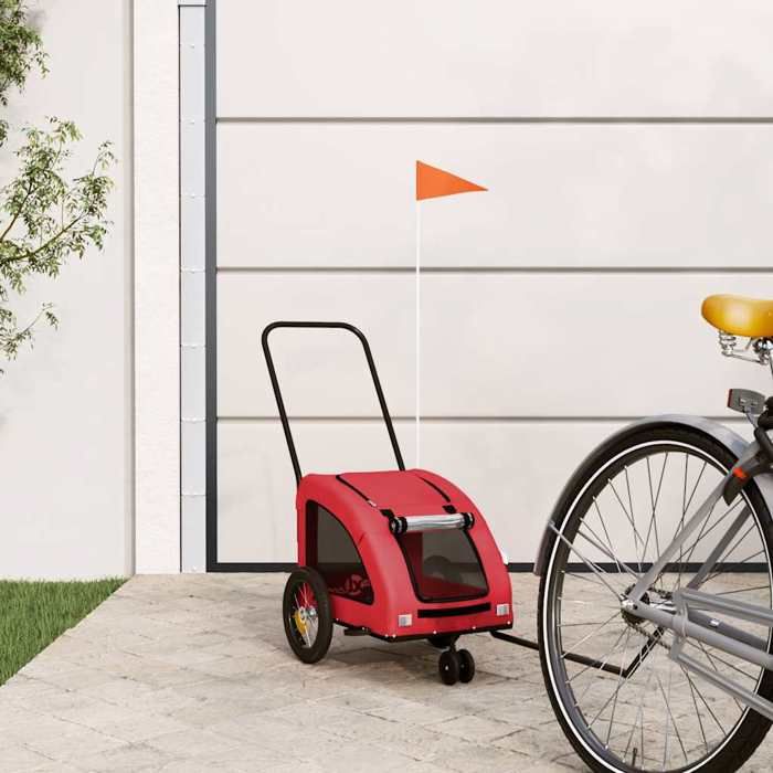 VidaXL Remorque de vélo pour animaux de compagnie rouge, remorque de vélo,,, chariot à vélo pour chien 93971